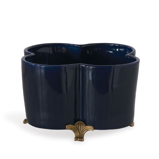 Picture of Navy Quatrefoil Planter