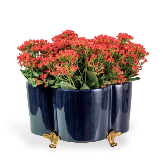 Picture of Navy Quatrefoil Planter