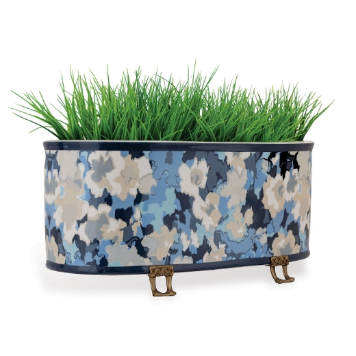 Picture of ROUSHAM BLUE OVAL PLANTER