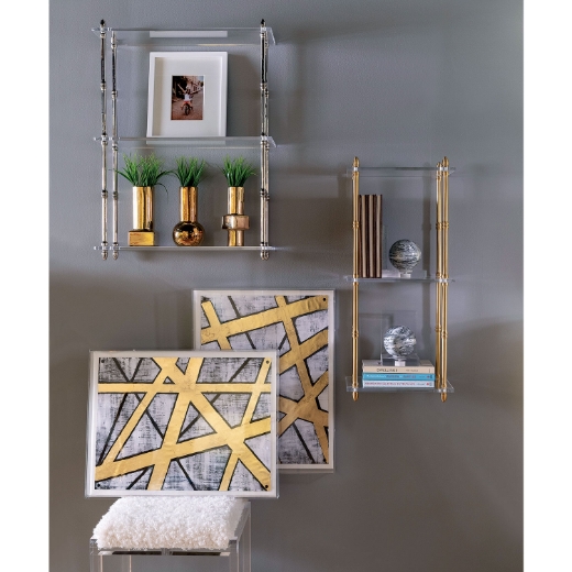Picture of CARMEL BRASS/LUCITE SHELF  32"H