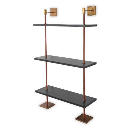 Picture of Arnold 3 Tier Black/Aged Brass Shelf 36"W