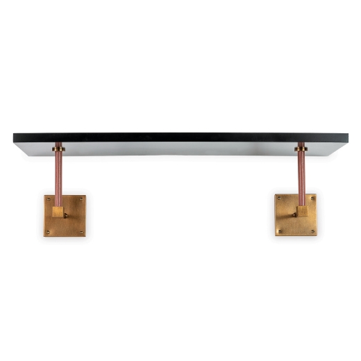 Picture of Billy Black/Age Brass/Leather Wall Shelf 36"W