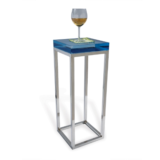 Picture of Drake Lucite Blue Table / Nickel
