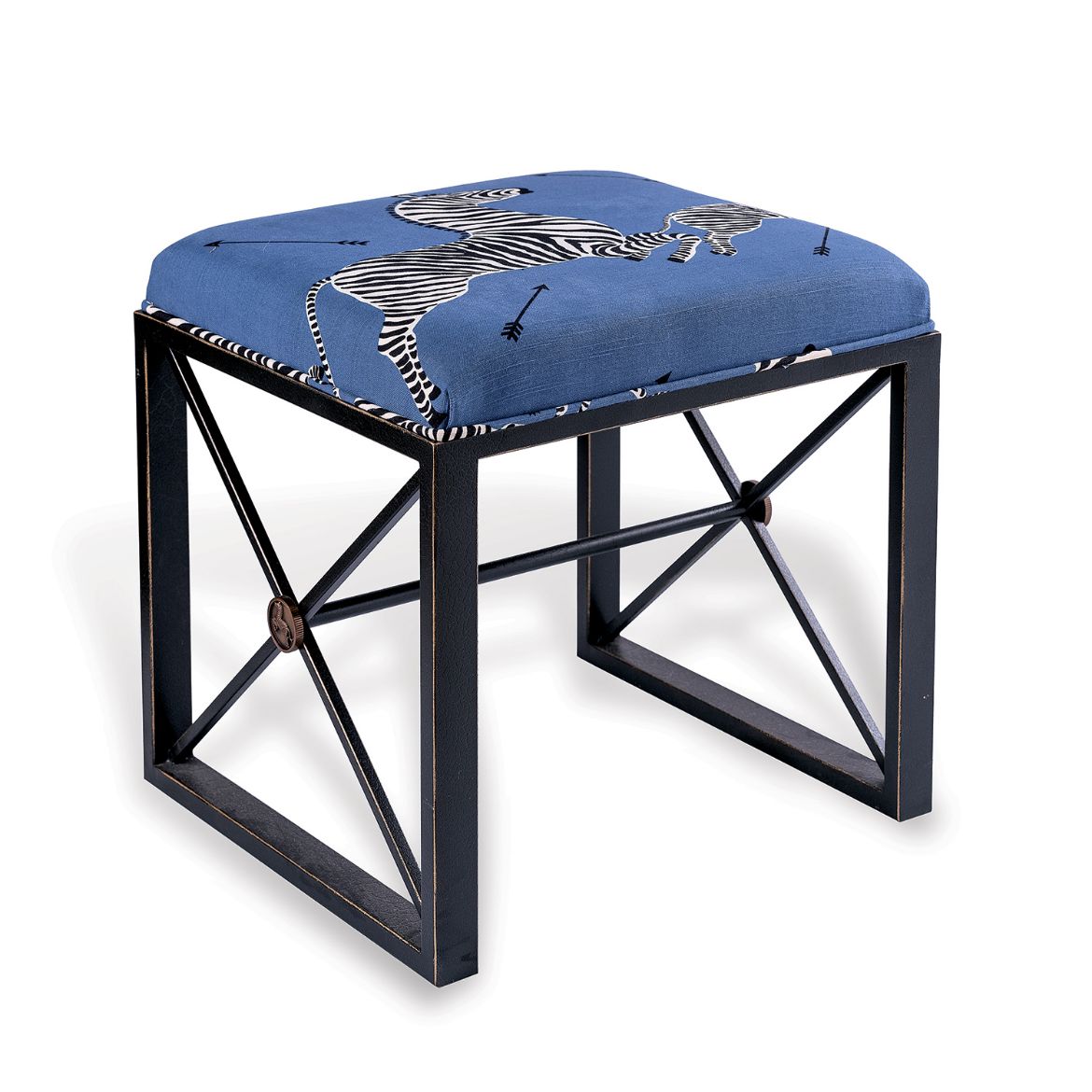 Picture of Medallion Black Zebra Blue Right Facing Bench