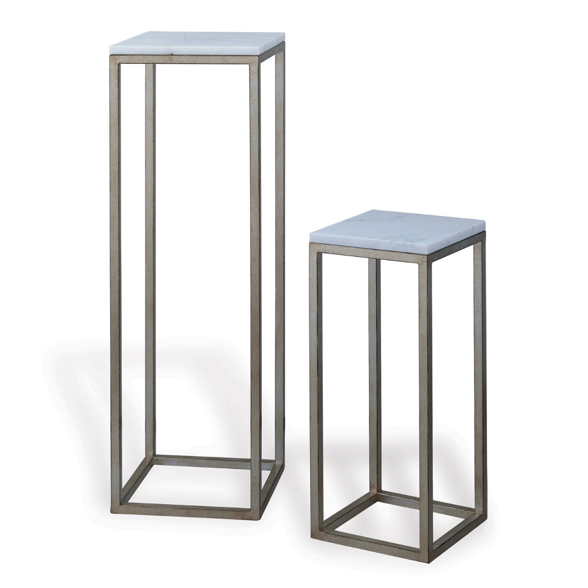 Picture of Drake Silver/ White Marble Pedestals (set of 2)