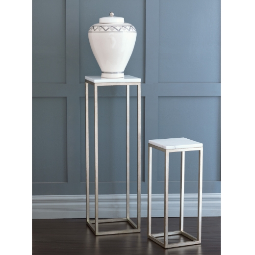 Picture of Drake Silver/ White Marble Pedestals (set of 2)