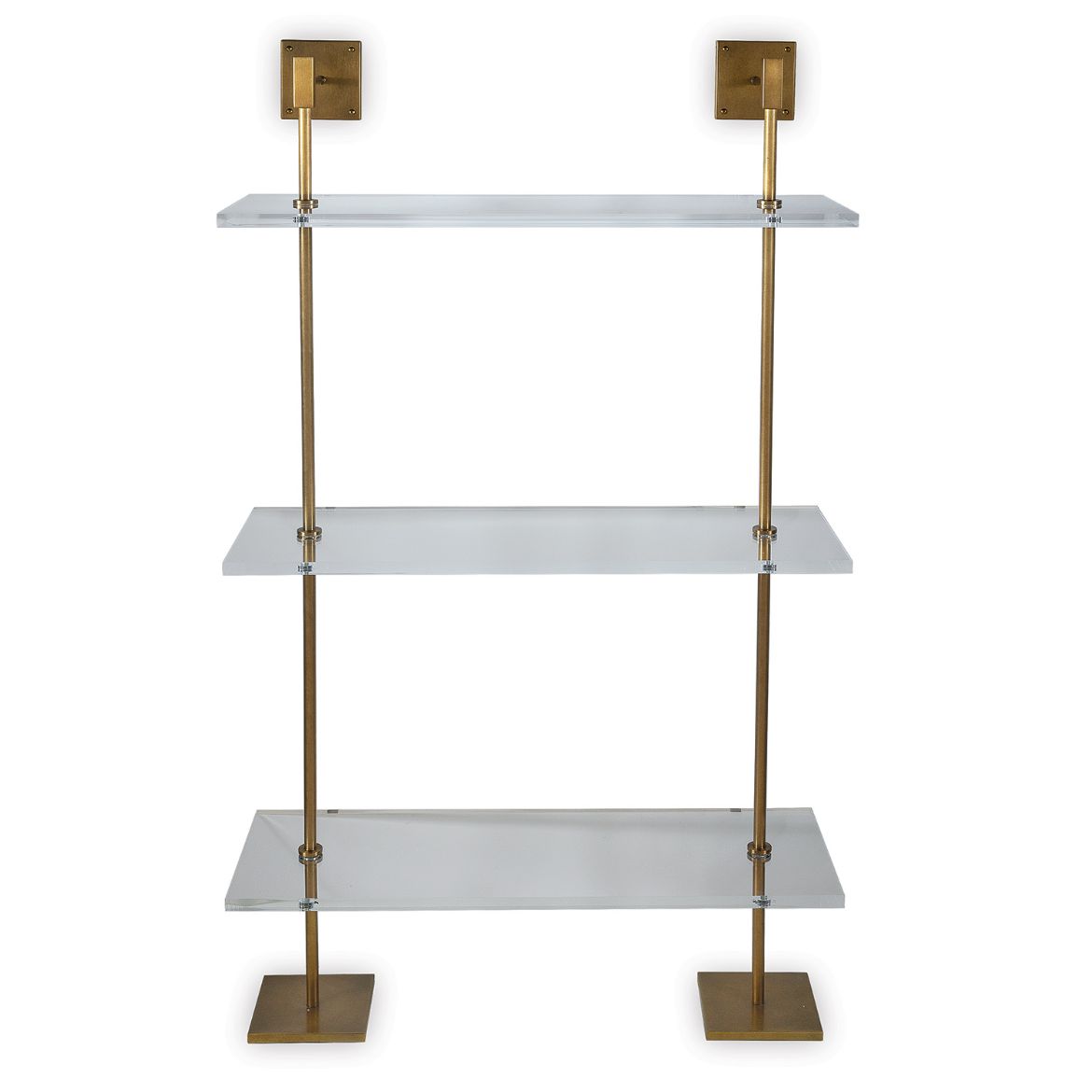 Picture of Marais 3-tier Shelf Lucite/ Age brass 36"W