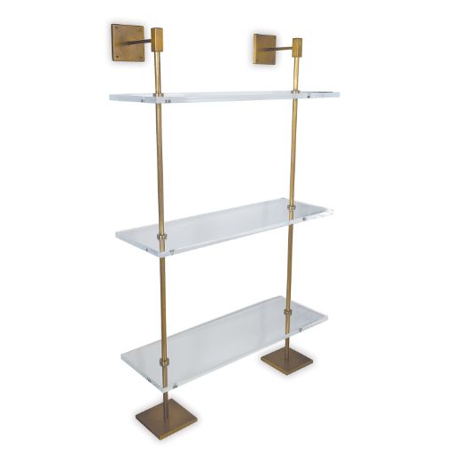 Picture of Marais 3-tier Shelf Lucite/ Age brass 36"W
