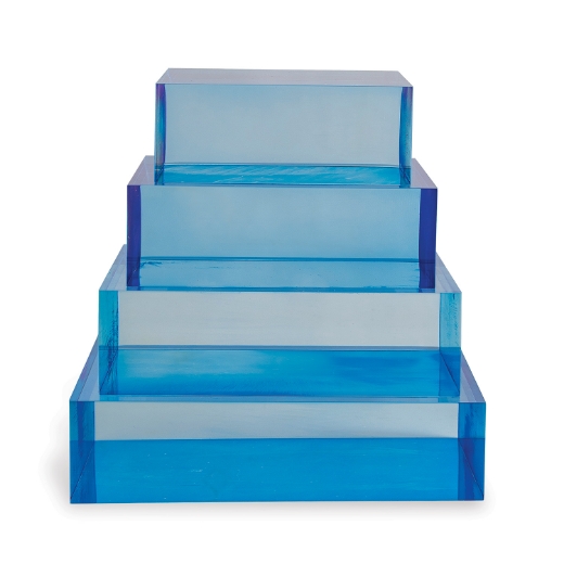 Picture of Blue Lucite Square Stand 7" x7" x 2"H Set/2