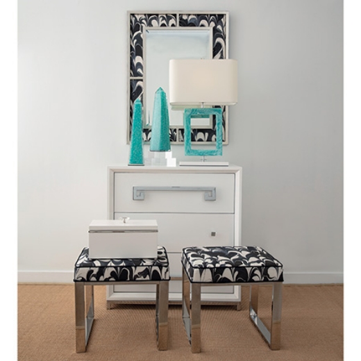 Picture of Bedford Silver Mirror / Black Orchid Fabric