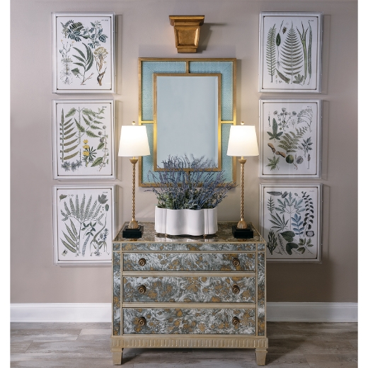 Picture of Bedford Gold Mirror / Nigel Celadon fabric