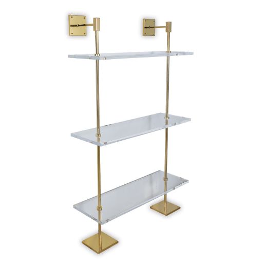 Picture of Marais 3-tier Shelf Lucite/ Gold 36"W
