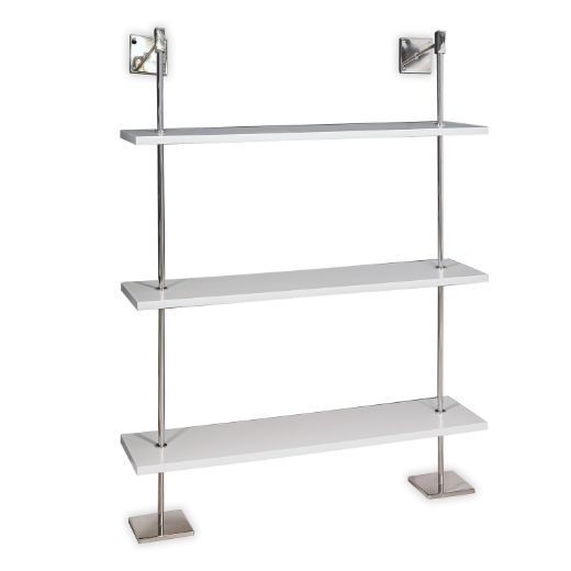 Picture of MARAIS 3-TIER WHITE/NICKEL SHELF 48"W