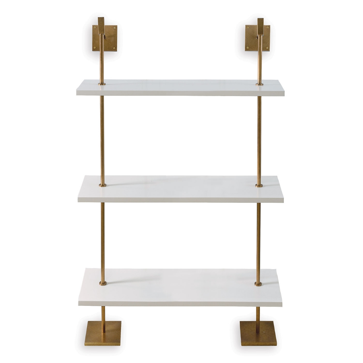 Picture of MARAIS 3-TIER WHITE/AGED BRASS SHELF 36"W