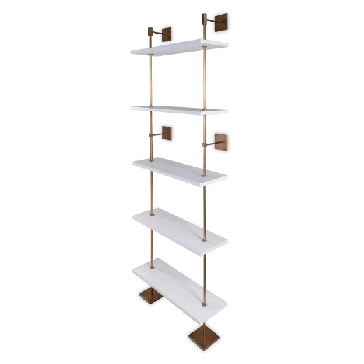 Picture of MARAIS 3-TIER WHITE/AGED BRASS SHELF 36"W