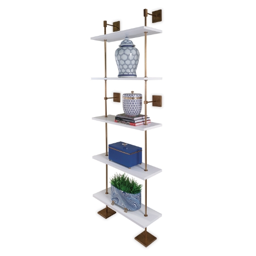 Picture of MARAIS 3-TIER WHITE/AGED BRASS SHELF 36"W