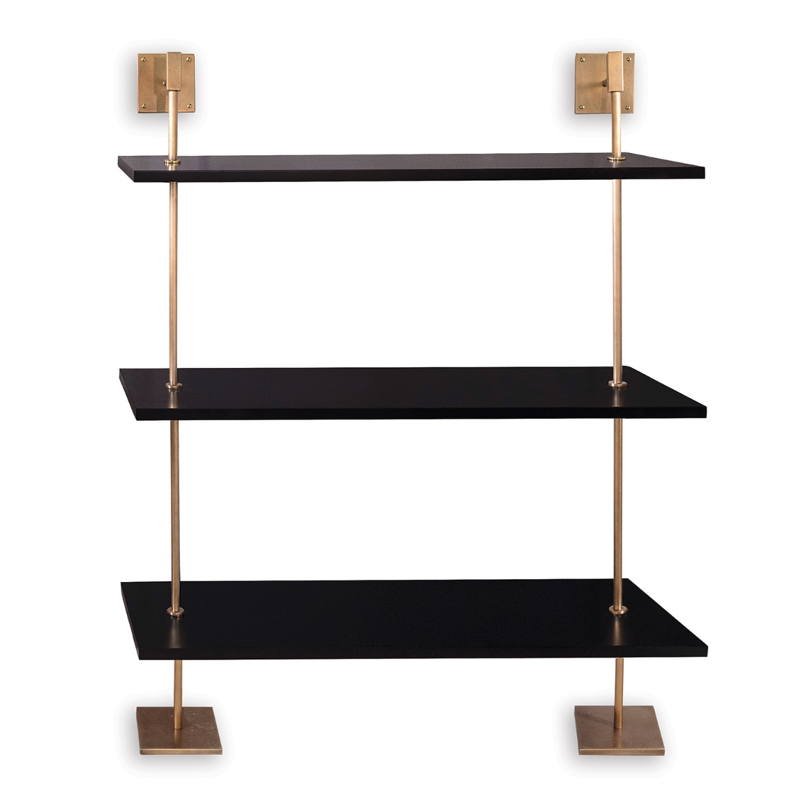 Picture of MARAIS 3-TIER BLACK/AGED BRASS SHELF 48"W