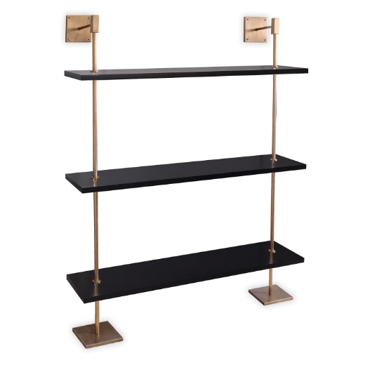Picture of MARAIS 3-TIER BLACK/AGED BRASS SHELF 48"W