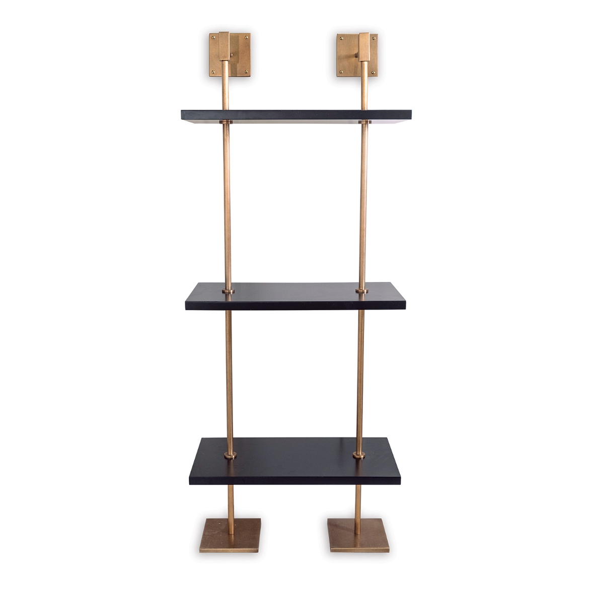 Picture of MARAIS 3-TIER BLACK/AGED BRASS SHELF 24"W