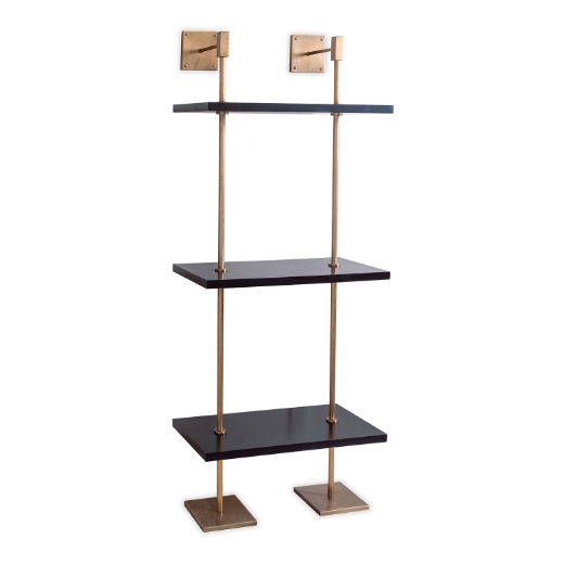 Picture of MARAIS 3-TIER BLACK/AGED BRASS SHELF 24"W