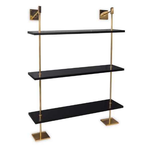 Picture of MARAIS 3-TIER BLACK/GOLD SHELF 48"W