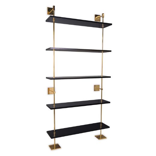 Picture of MARAIS 3-TIER BLACK/GOLD SHELF 48"W