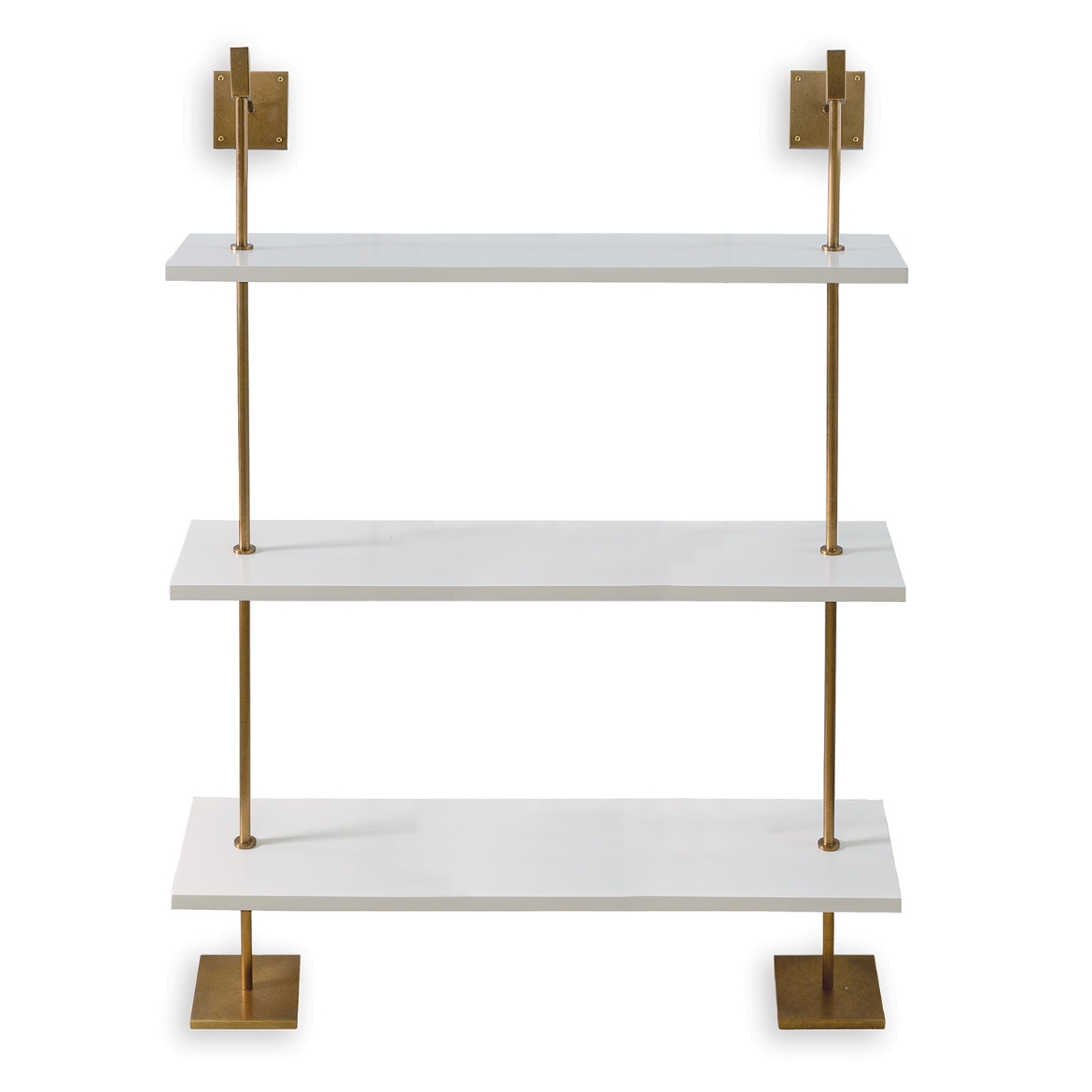 Picture of MARAIS 3-TIER WHITE/AGED BRASS SHELF 48"W