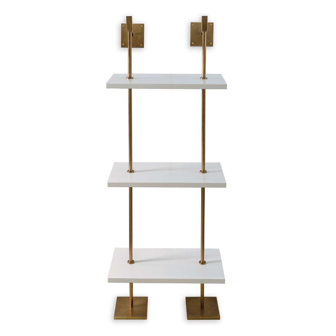 Picture of MARAIS 3-TIER WHITE/AGED BRASS SHELF 24"W