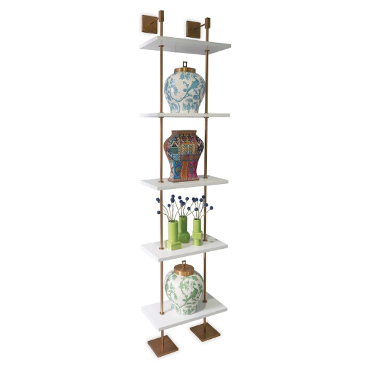 Picture of MARAIS 3-TIER WHITE/AGED BRASS SHELF 24"W