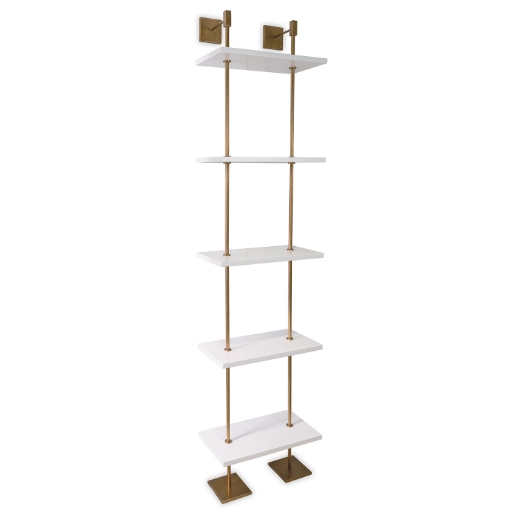 Picture of MARAIS 3-TIER WHITE/AGED BRASS SHELF 24"W