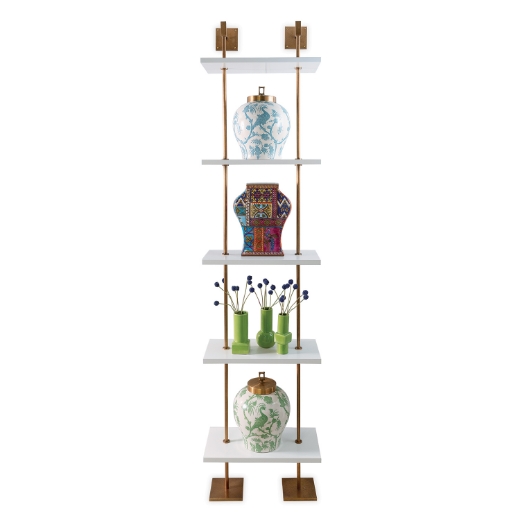 Picture of MARAIS 3-TIER WHITE/AGED BRASS SHELF 24"W