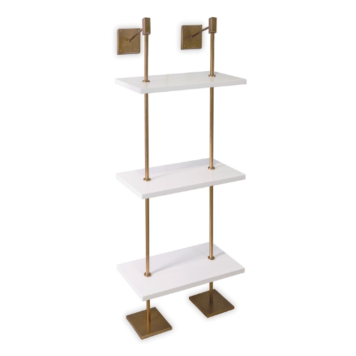 Picture of MARAIS 3-TIER WHITE/AGED BRASS SHELF 24"W