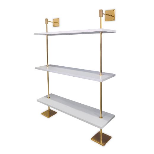 Picture of MARAIS 3-TIER WHITE/GOLD SHELF 48"W