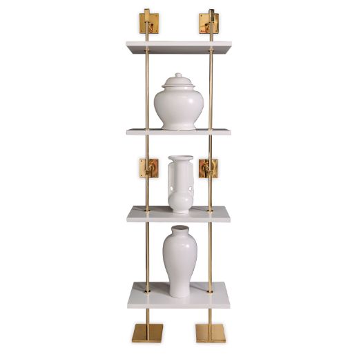 Picture of MARAIS 3-TIER WHITE/GOLD SHELF 24"W